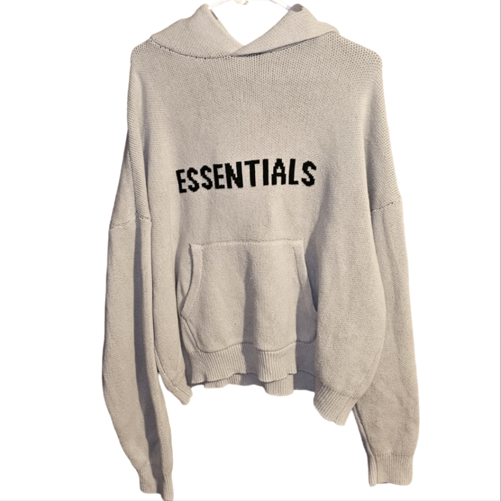 Fear of God Essentials knit hoodie sweater. Sz L oversized cozy warm  pullover